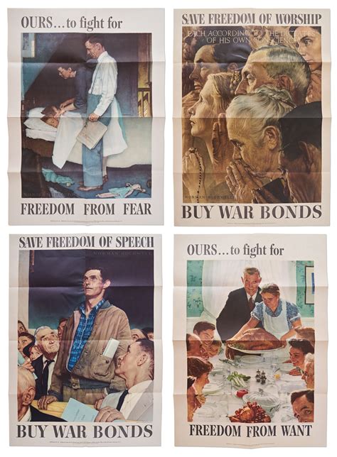 Lot Detail Norman Rockwell Four Freedoms Posters Complete Set