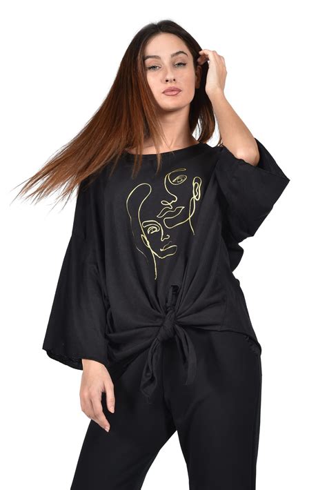Black Printed Oversized Tshirt Womans Clothes Dresses Xanashop