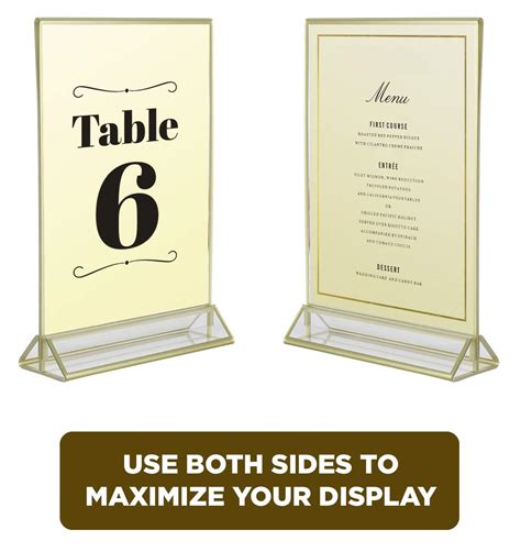 double sided table menu holders picture frames for wedding table numbers niubee 6pack 8 5x11