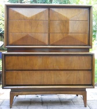 Diamond patterned inlay marble veneer tops on dresser Mid Century Furniture : United Furniture - Diamond ...