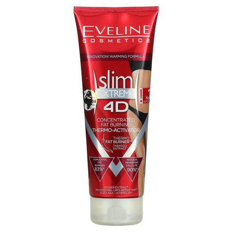 eveline cosmetics slim extreme 4d，濃縮脂肪消耗熱敏啟動劑，8 8 液量盎司（250 毫升）