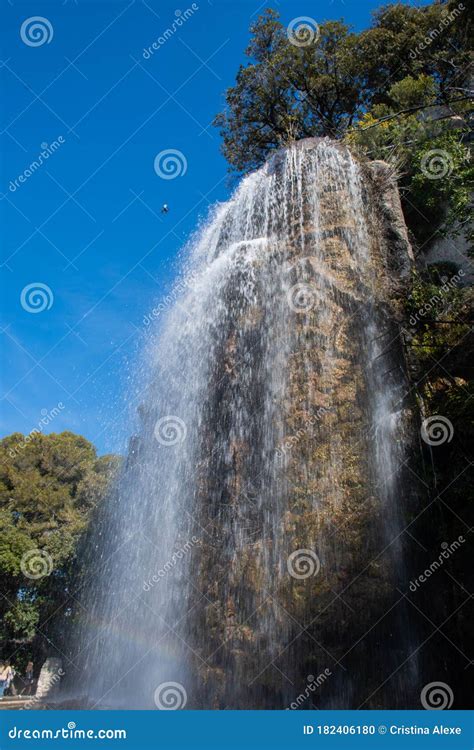 Nice France 25th Of February 2020 Large Waterfall Fountain In The La