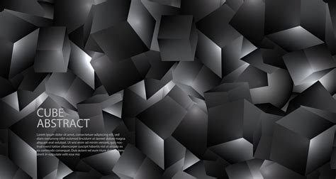 3d Polygonal Geometric Black Cube Texture Structure Metallic Background