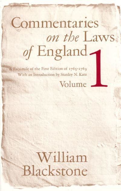 Commentaries On The Laws Of England Volume 1 William Blackstone