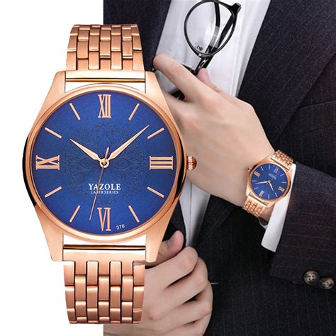 YAZOLE Rose Gold Watch Men Top Brand Luxury Golden Steel Wrist Watches For Male Clock New Quartz ...
