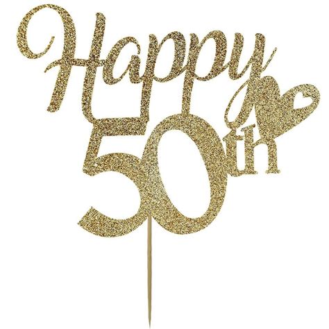 Cake Topper Happy 50th Birthday Light Gold By Cake Craft Company