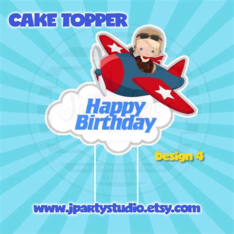 Aviator Cake Topper Pilot Cake Topper Boys Cake Topper Etsy