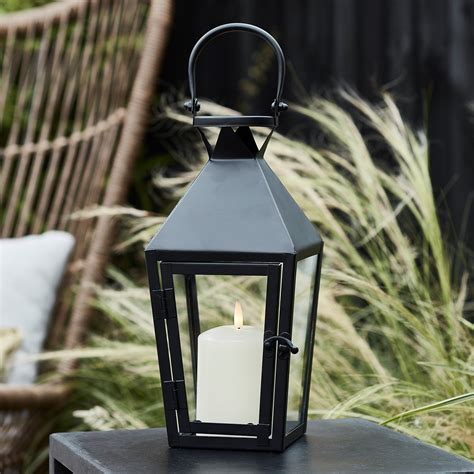 Cairns Black Garden Lantern With Truglow Candle Uk