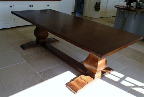 Bespoke Handmade Table In Solid Oak With Bulbous Legs Quercus Furniture