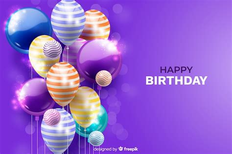 Free Vector Realistic Birthday Background With Golden Balloons