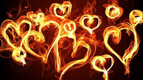 Abstract Fire Flames Love Romance Heart Bright Cg Digital Art