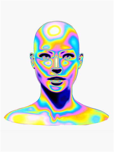 Trippy Face Illustration 3d Sticker For Sale By Lilyburrows Redbubble