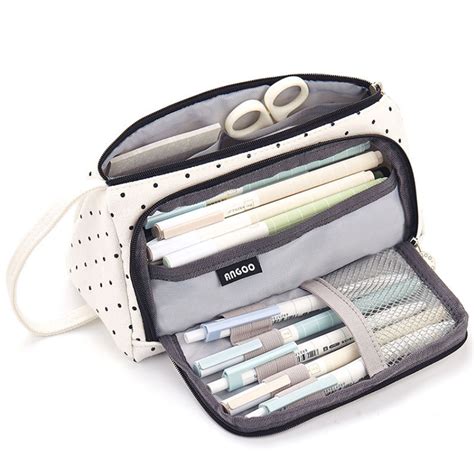 Simple Cute Pen Pencil Case Big Capacity Canvas Storage Bag With Zipper