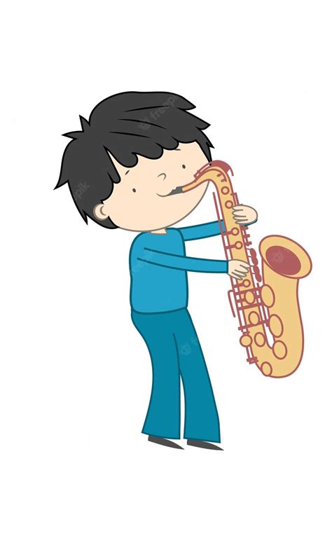 Premium Vector Boy Playing Saxophone Isolated On White Background