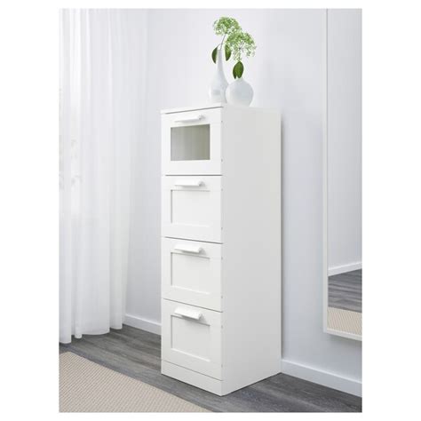 Of course your home should be a safe place for the entire family. BRIMNES Chest of 4 drawers, white, frosted glass, 39x124 ...
