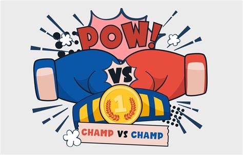 Champ Vs Champ Boxing Vector Illustration Cartoon Red And Blue Boxing
