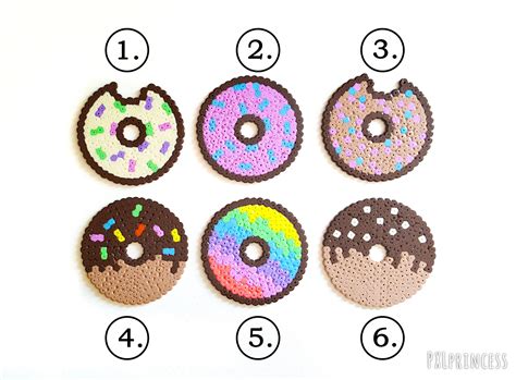 Donut Pixel Art Coaster Doughnut Hama Perler Beads Coasters Etsy Perler Bead Designs Perler