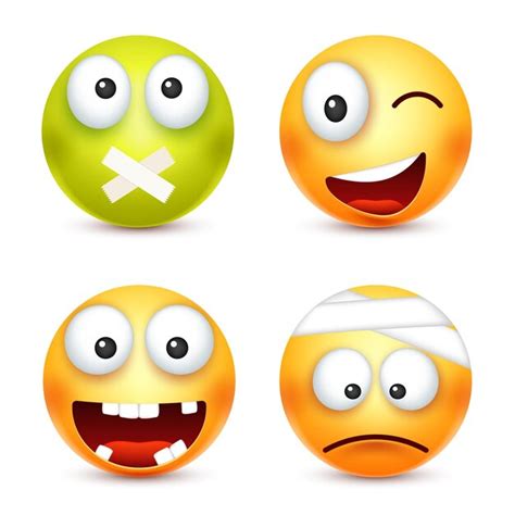 Premium Vector Smiley Emoticon Set Yellow Face With Emotions Mood