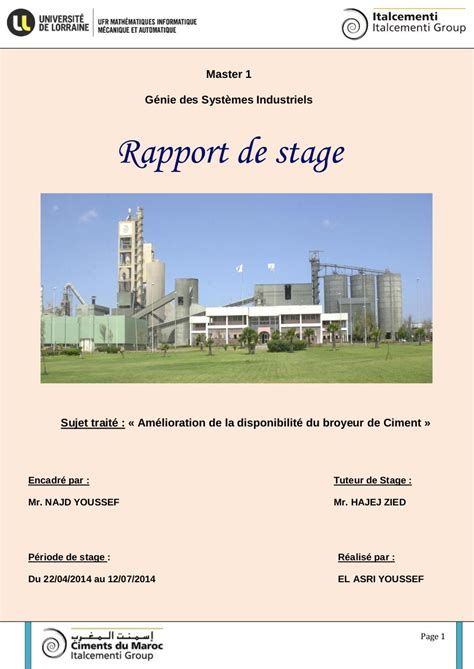 Rapport De Stage Ocp Safi Pdf