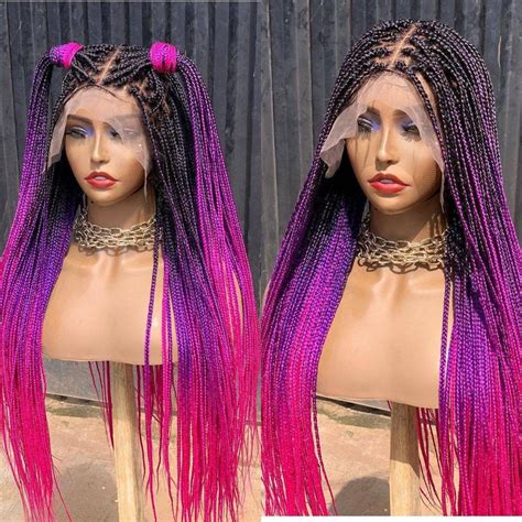 Ombre Knotless Braids Wig Braided Wigs For Black Women Box Braid Wig Box Braided Wig Full Lace