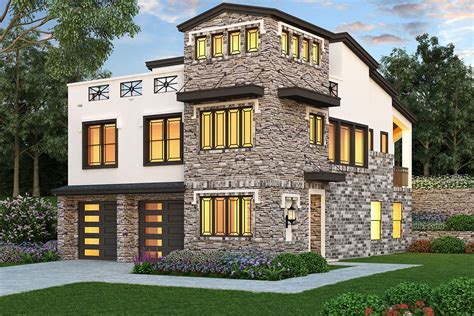Plan 36600tx 3 Bed House Plan With Rooftop Deck On Third Floor