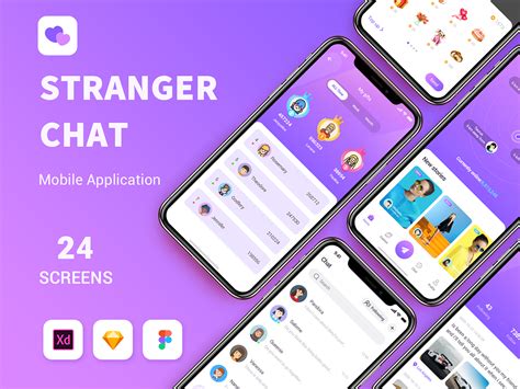 Stranger Chat Purple Social App Uikit Uplabs
