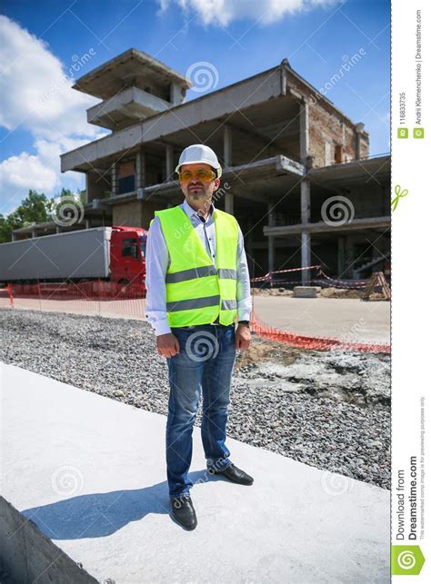 Engineer Builder At Construction Site Stock Image Image Of Examining