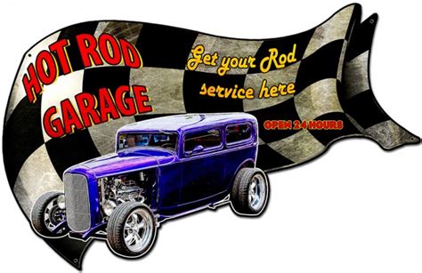 Hot Rod Garage Metal Sign 30 X 18 Inches