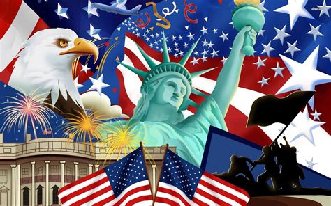 American Symbols Bald Eagle Statue Flag Star White House Soldier Plane