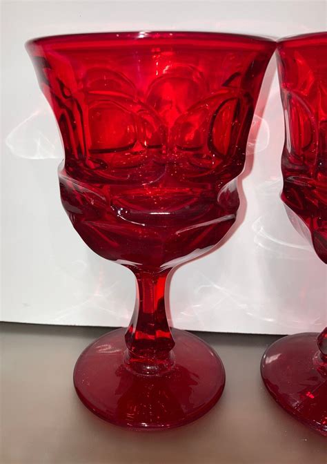 3 Ruby Red Fostoria Argus Glasses Vintage Fostoria Ruby Red Etsy