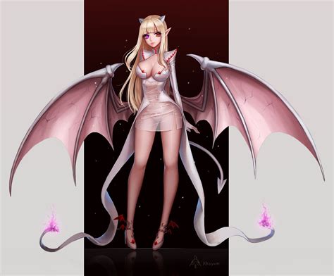 Wallpaper Illustration Blonde Long Hair Anime Girls Tail Wings