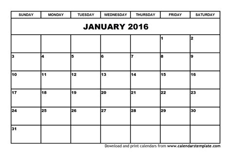 7 Best Images Of Free January Printable Calendars Com 2016 Free
