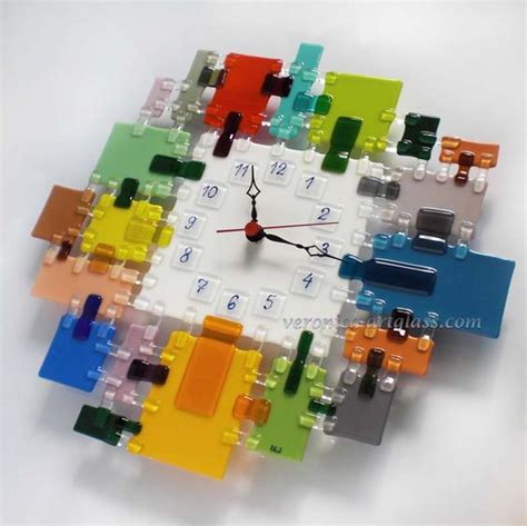 Art Glass Wall Clock Glass Mosaic Fusing Glass Handmade Fused Wall Clock Glass Mosaic