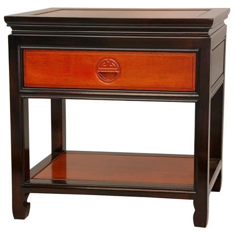 Oriental Furniture Rosewood Bedside Table Two Tone