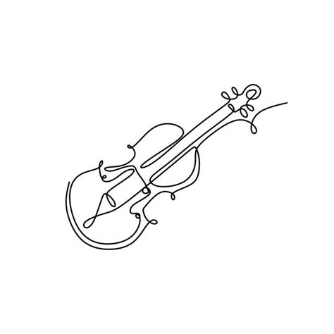 Violin One Continuous Line Drawing Music Instrument Vector Illustration