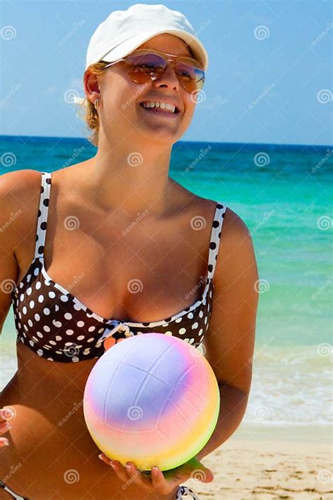 Beach Ball Girl Stock Image Image Of Woman Sport Sand 9612349