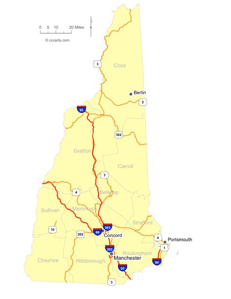 Map Of New Hampshire Cities New Hampshire Interstates