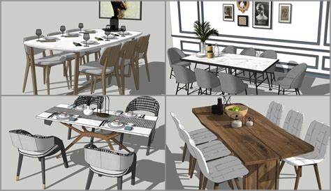 4831 Dining Table And Chair Sketchup Model Free Download