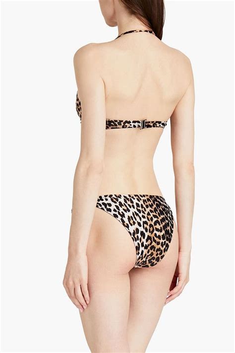 GANNI Twisted Leopard Print Triangle Bikini Top THE OUTNET