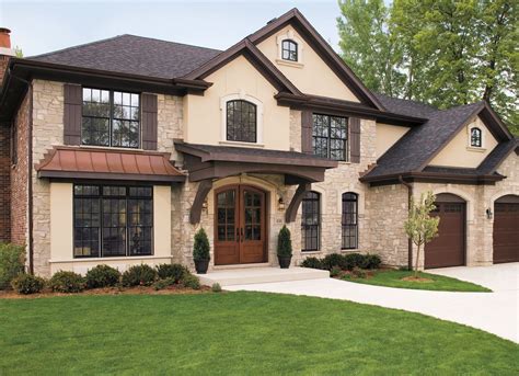 Stately Stone Home - Pella ProLine 450 Series Double-Hung ...