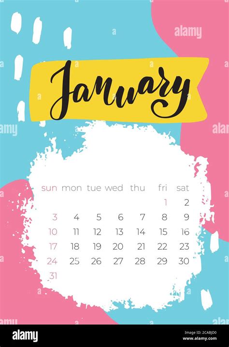 Calendario De Enero De 2021 En Estilo Moderno Ilustración Vectorial