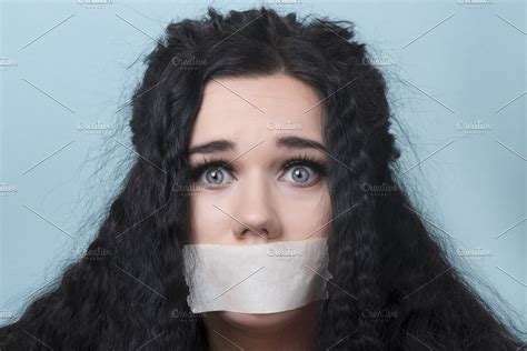 Girl With Mouth Taped High Quality People Images ~ Creative Market