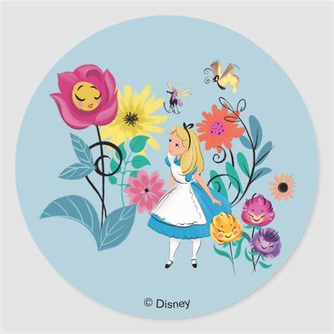 Alice in Wonderland | The Wonderland Flowers Classic Round Sticker