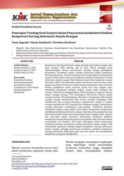 PDF Penerapan Training Need Analysis Dalam Penyusunan Kurikulum