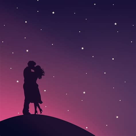 Couple 4k Wallpaper Night Romantic Kiss Silhouette