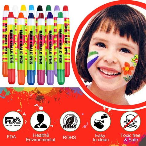 Lictin Face Paint Hair Chalk Pens Kit 8 Colors Washable Face Paint