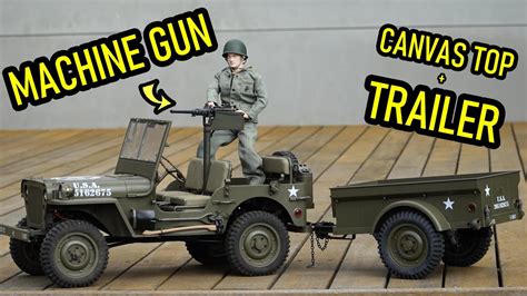 16 Ww2 Willys Mb Jeep 50 Cal Machine Gun Trailer And Canvas Top Youtube
