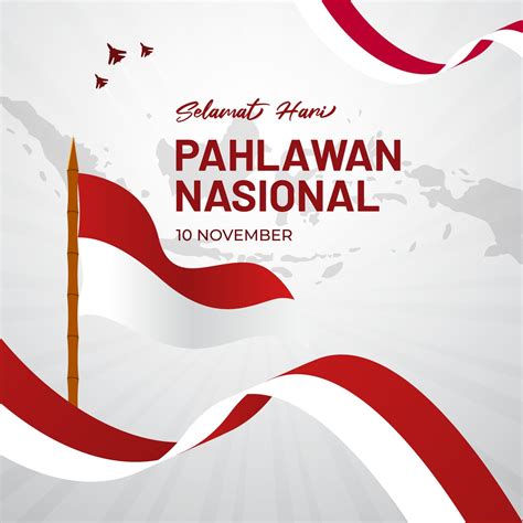 Indonesia National Heroes Day November 10th Illustration With Bamboo