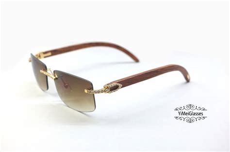 Cartier Wooden Diamond Rimless Sunglasses Ct3524012 Yimeiglasses