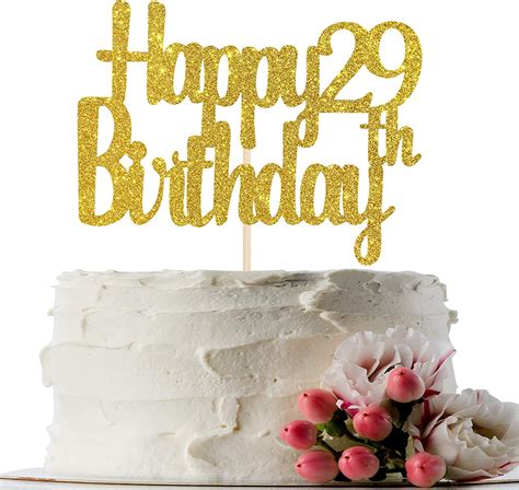 Happy 29th Birthday Cake Topper Gold Glitter 29th